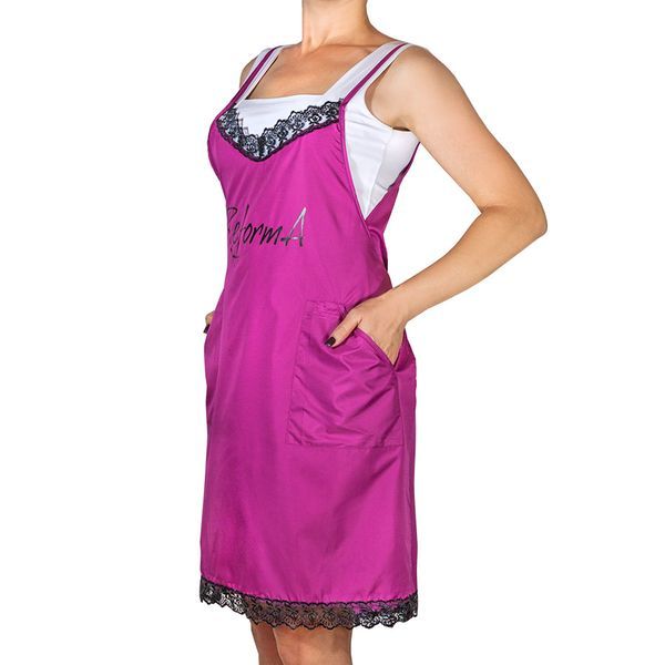Apron pink with black lace